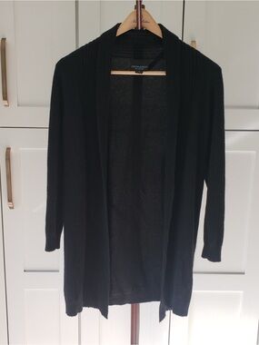Cynthia Rowley Cashmere Black Open-Front Knit Cardigan